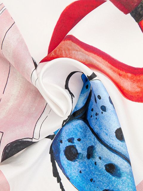 Stine Goya apaszka jedwabna 0 damska kolor biały wzorzysta SG-AW25-A010-2287