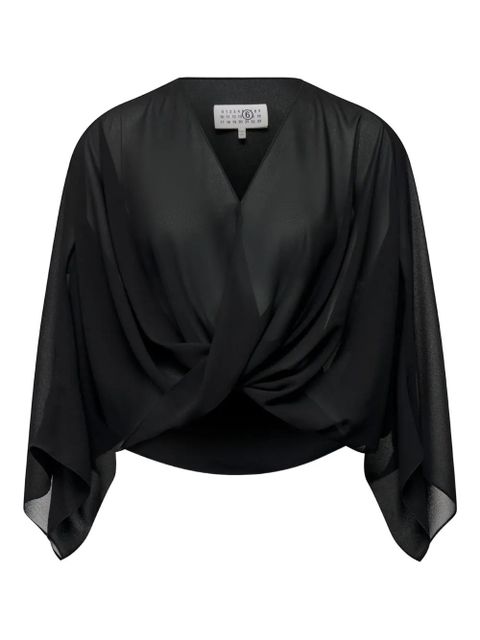 MM6 Maison Margiela twisted-front long-sleeve blouse - Black - zdjęcie produktu nr 1