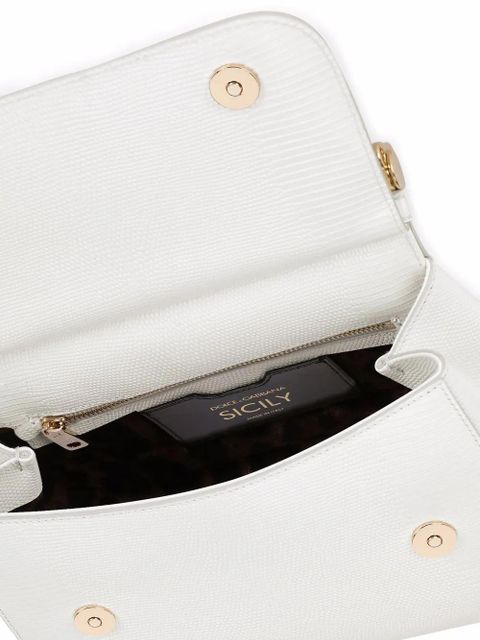 Dolce & Gabbana large Sicily iguana-print top-handle bag - White