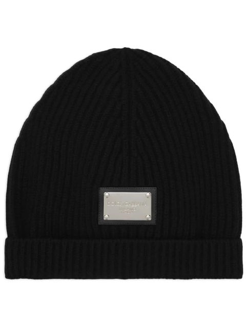 Dolce & Gabbana logo-plaque ribbed beanie - Black - zdjęcie produktu nr 1