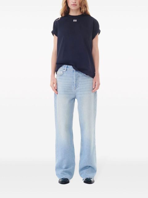 GANNI logo-embellished cotton T-shirt - Blue