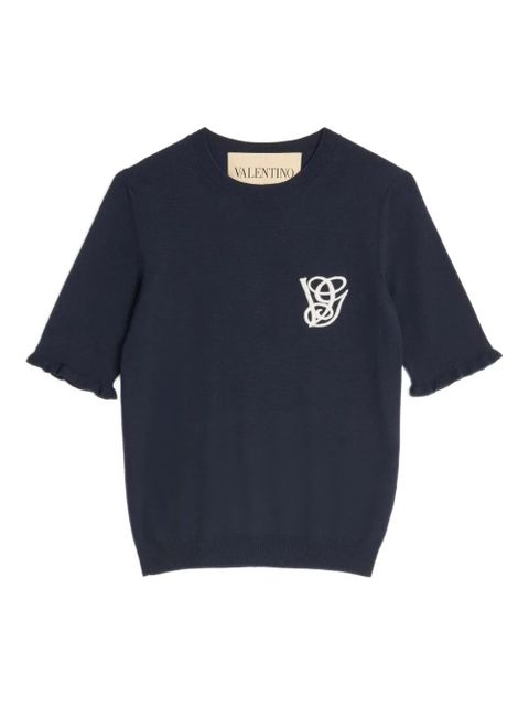Valentino Garavani embroidered wool top - Blue - zdjęcie produktu nr 1