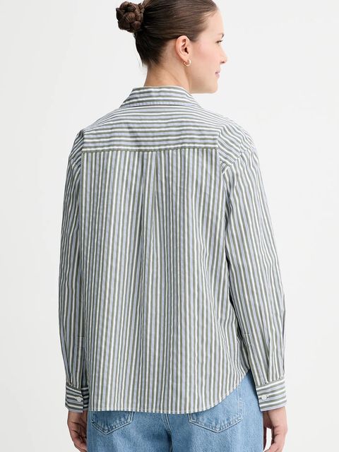 Marc O'Polo koszula bawełniana damska kolor zielony regular z kołnierzykiem klasycznym 5000007028 - zdjęcie produktu nr 2