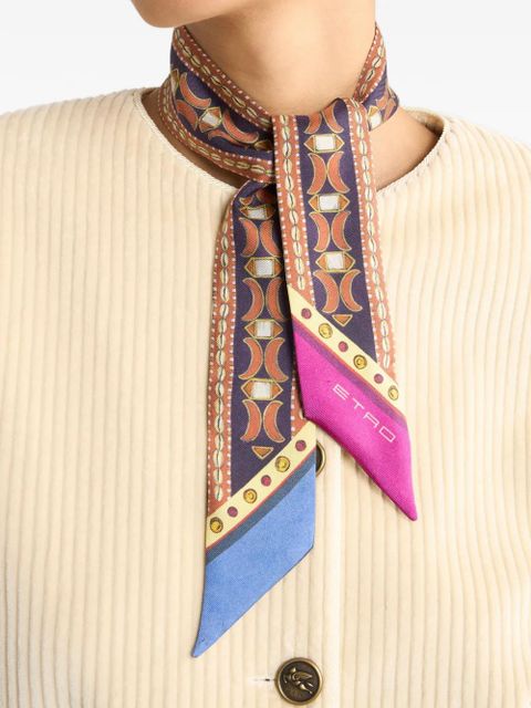 ETRO paisleyina animal-pattern geometric-motif silk scarf - Brown