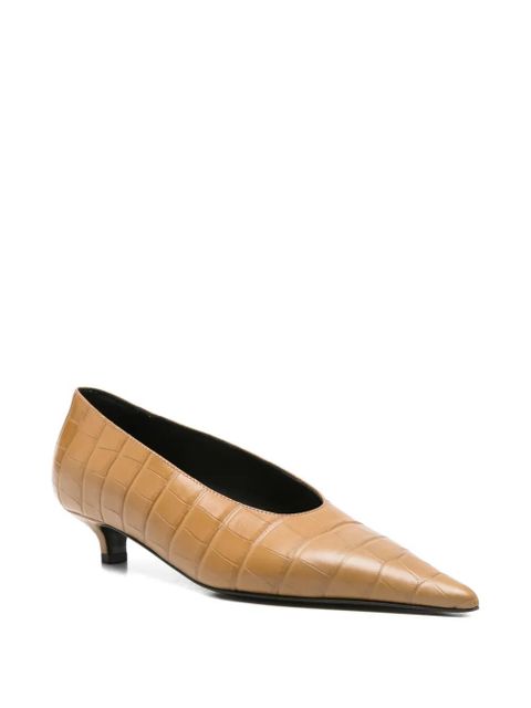 TOTEME 20mm croc-embossed pointed-toe pumps - Neutrals - zdjęcie produktu nr 2