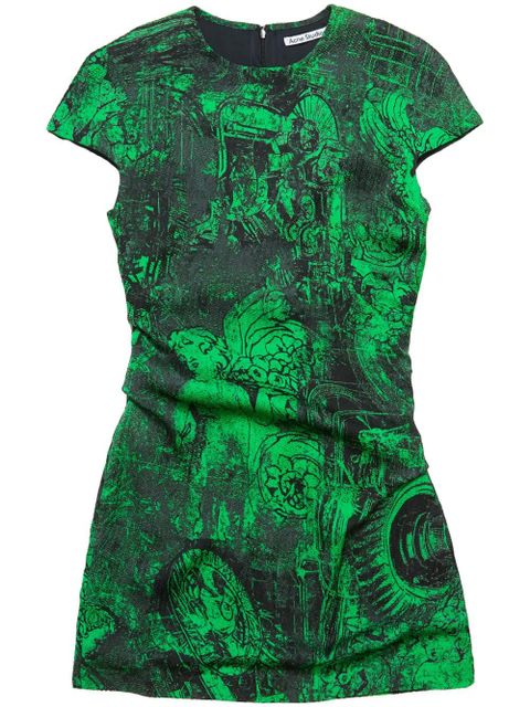 Acne Studios abstract-pattern print mini dress - Green - zdjęcie produktu nr 1