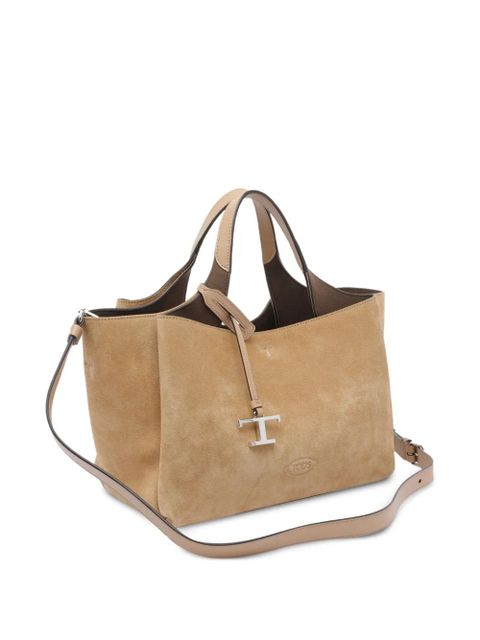 Tod's logo-charm suede tote bag - Brown