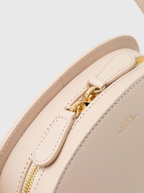 A.P.C. torebka skórzana sac demi-lune mini kolor beżowy PXAWV-F61392