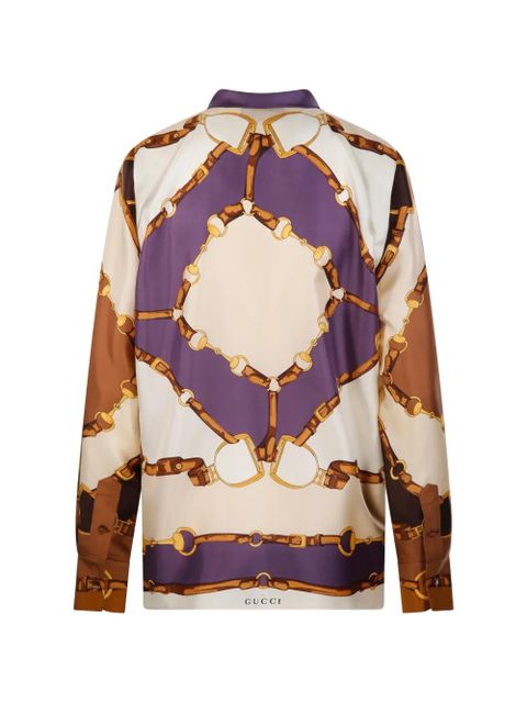 Gucci printed silk till shirt - Neutrals - zdjęcie produktu nr 2