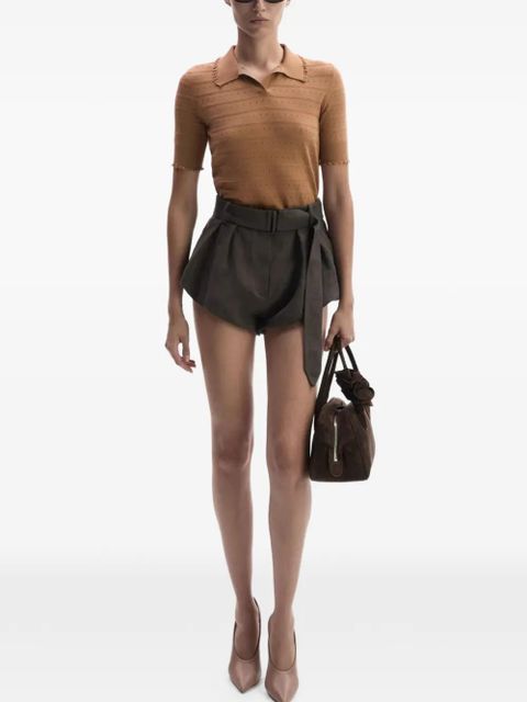 Magda Butrym belted pleated mini shorts - Brown - zdjęcie produktu nr 2