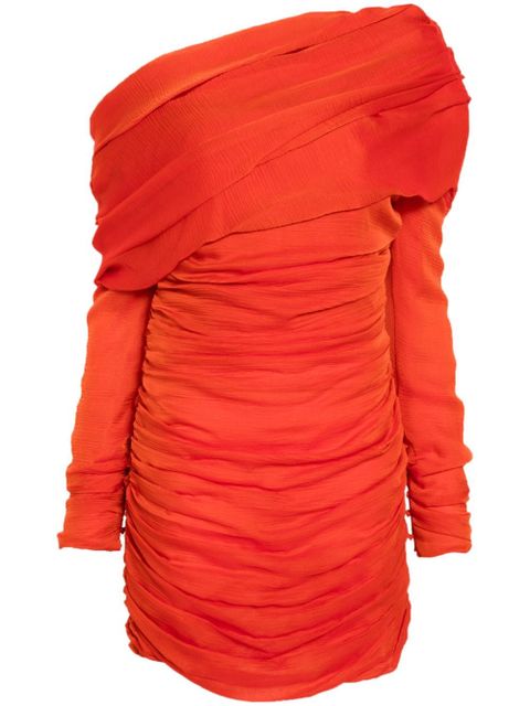 Saint Laurent off-shoulder ruched minidress - Orange - zdjęcie produktu nr 1