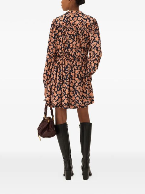 Chloé floral gathered dress - Blue