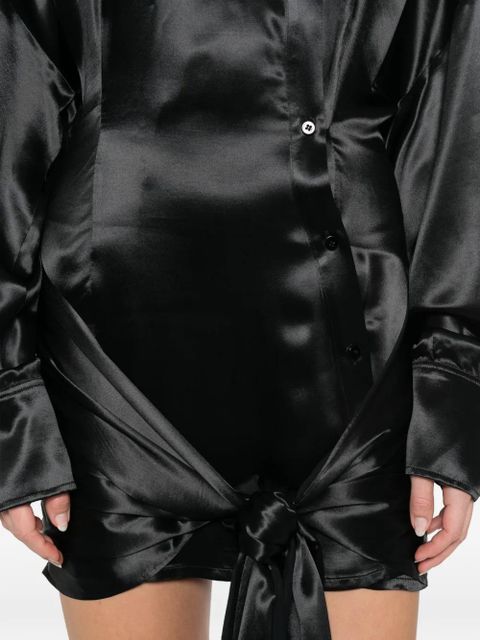 The Attico knot long-sleeve mini dress - Black