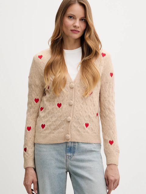 MC2 Saint Barth kardigan z dodatkiem wełny damski kolor beżowy lekki DNN0001 - zdjęcie produktu nr 1