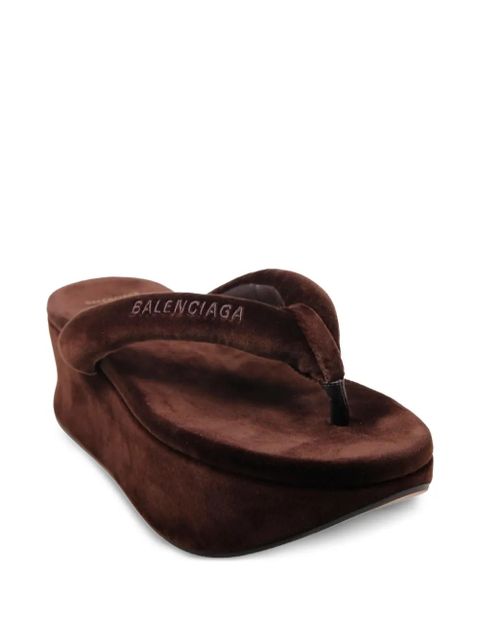 Balenciaga velvet-effect platform sandals - Brown - zdjęcie produktu nr 2