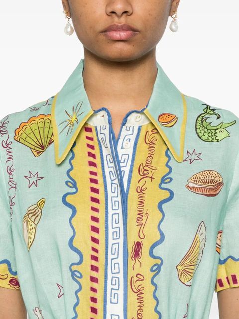 ALEMAIS Surrealist Summer shirt dress - Green - zdjęcie produktu nr 2