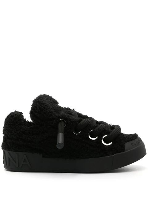 Dolce & Gabbana Portofino terry-cloth sneakers - Black - zdjęcie produktu nr 1