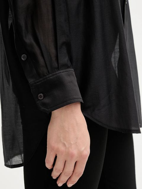 Mos Mosh koszula DANIKA damska kolor czarny relaxed z kołnierzykiem klasycznym 173450