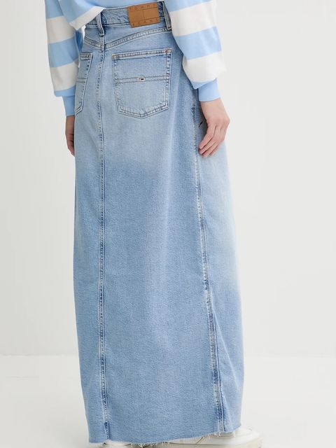 Tommy Jeans spódnica jeansowa kolor niebieski maxi prosta DW0DW20581