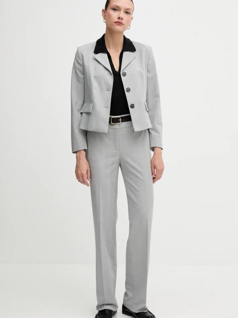 Sisley spodnie damskie kolor szary szerokie high waist 490TLF06L