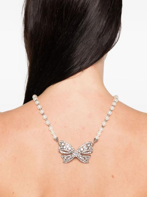Alessandra Rich bow-pendant necklace - Silver
