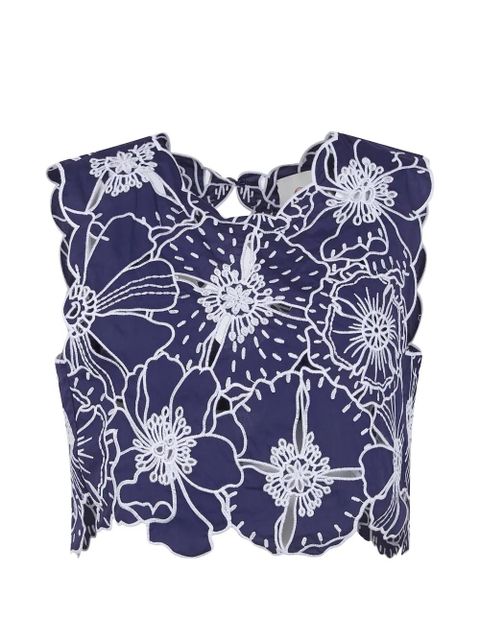 FARM Rio Richelieu embroidered-floral top - Blue - zdjęcie produktu nr 1