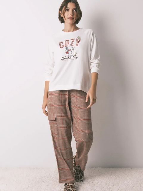 women'secret piżama bawełniana SNOOPY damska kolor beżowy bawełniana 3132215 - zdjęcie produktu nr 1