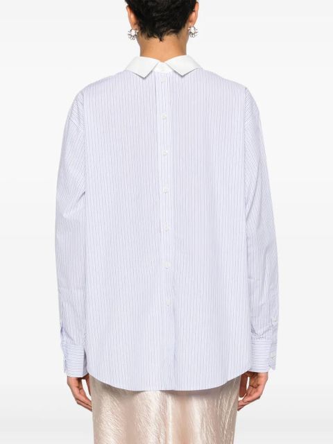 Acne Studios logo-embroidered striped button-up shirt - Blue - zdjęcie produktu nr 2