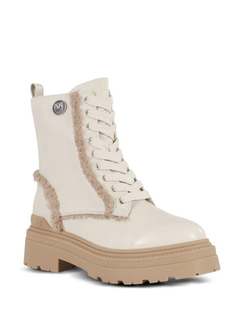 PINKO Mia lace-up teddy-trimmed boots - Neutrals - zdjęcie produktu nr 2