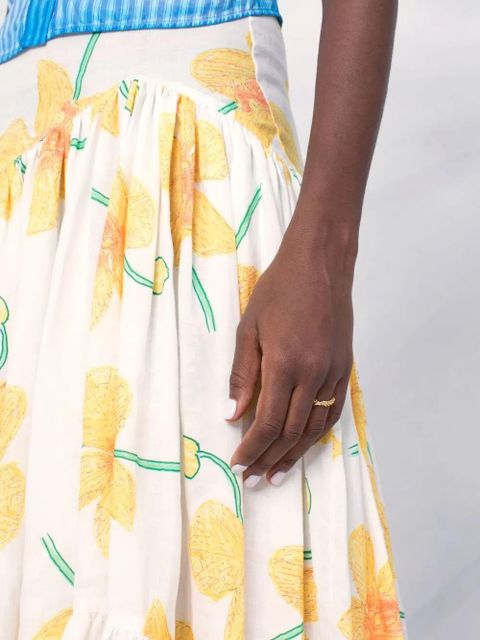 Marni poppy-print skirt - White