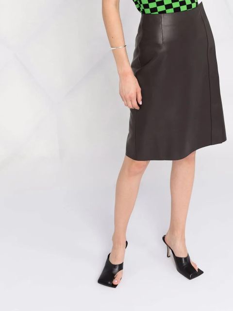 Ferragamo slim leather midi skirt - Brown - zdjęcie produktu nr 2