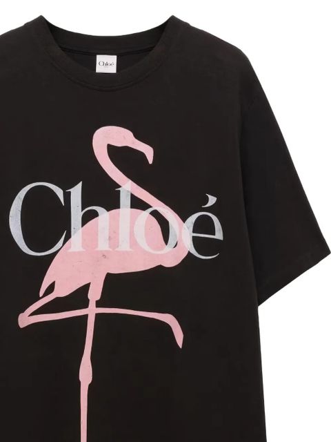 Chloé flamingo-print T-shirt - Black