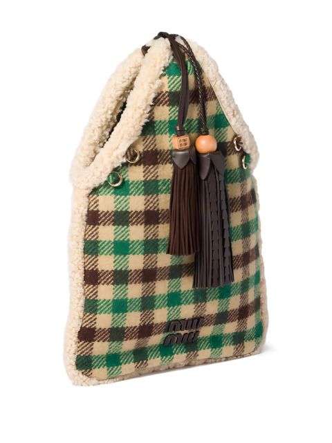 Miu Miu check-pattern shoulder bag - Green - zdjęcie produktu nr 2