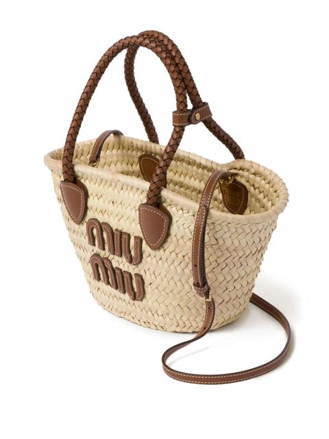 Miu Miu woven straw tote bag - Neutrals