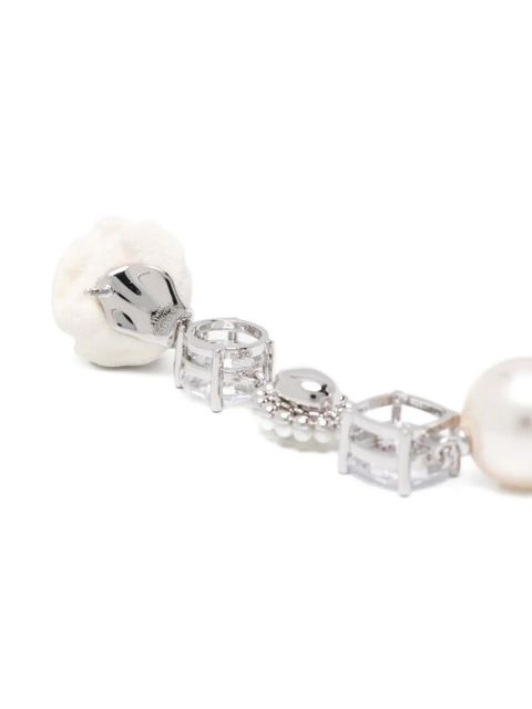 SHUSHU/TONG crystl-embellishment pearl drop earrings - Silver