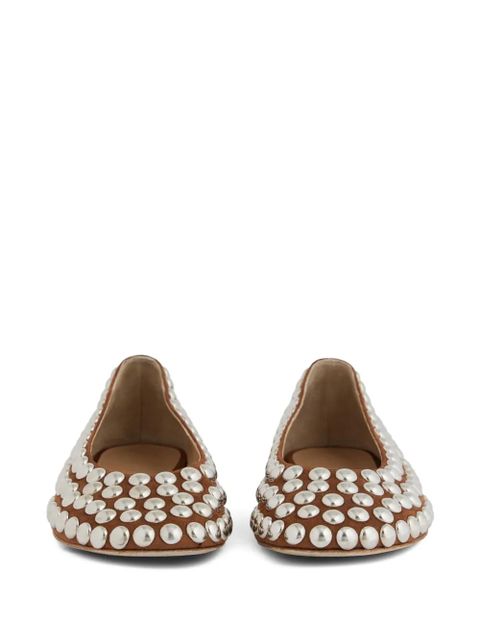 Rabanne studded ballet flats - Brown