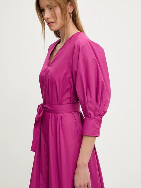 Answear.LAB sukienka bawełniana kolor różowy midi rozkloszowana