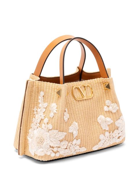 Valentino Garavani floral-embellished tote bag - Neutrals