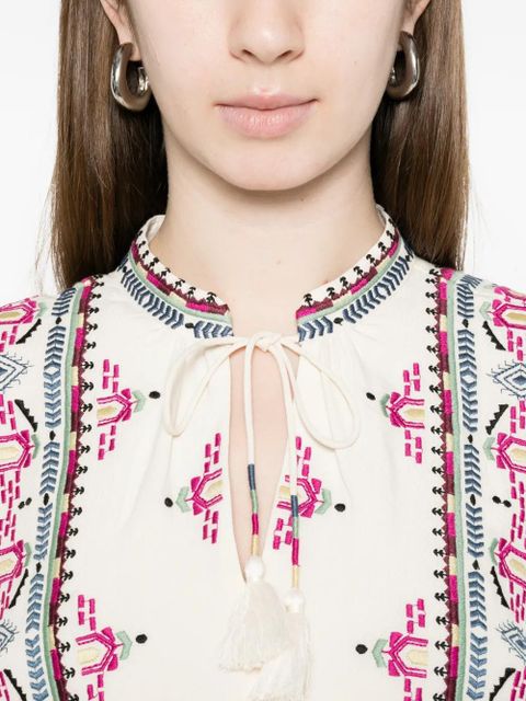 Ba&Sh embroidered tassel blouse - Neutrals