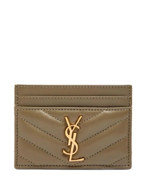 Saint Laurent quilted logo card holder - Green - zdjęcie produktu nr 1