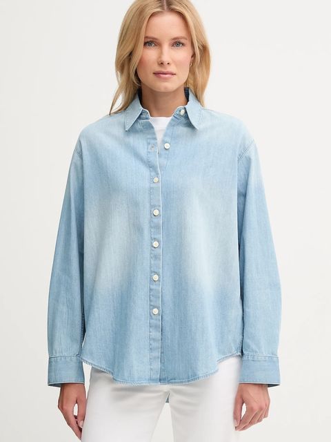 Calvin Klein Jeans koszula jeansowa damska kolor niebieski regular z kołnierzykiem klasycznym LV047D752G - zdjęcie produktu nr 1