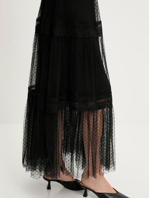 Answear.LAB sukienka kolor czarny maxi rozkloszowana