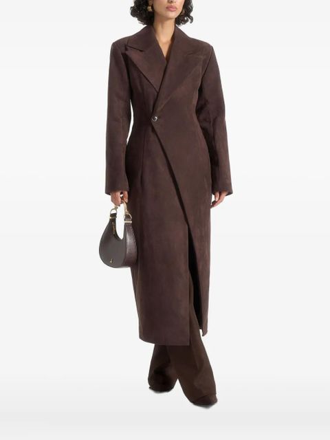Manière De Voir Esma asymmetric suede wrap coat - Brown - zdjęcie produktu nr 1