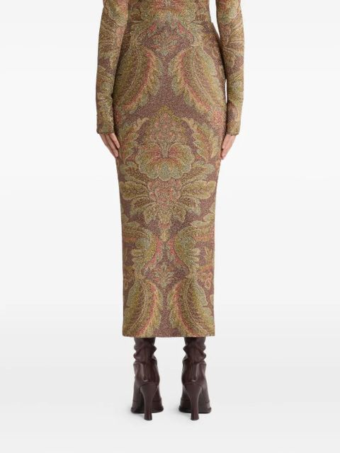 ETRO paisley-pattern midi skirt - Brown