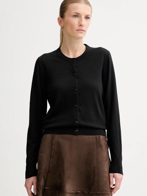 Calvin Klein kardigan wełniany damski kolor czarny lekki LV044D323G - zdjęcie produktu nr 1