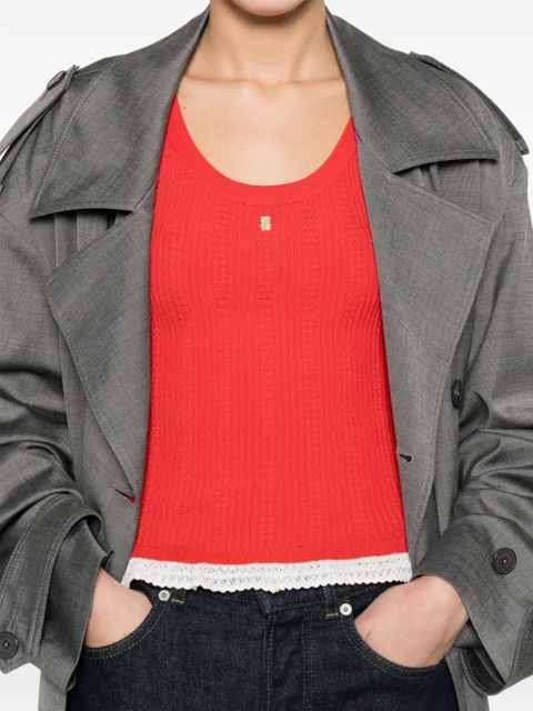 SANDRO lace ribbed top - Red