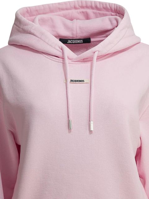 Jacquemus drawstring logo-patch hoodie - Pink