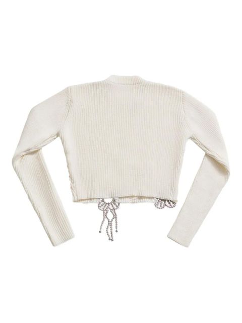 AREA crystal-embellished crochet sweater - White