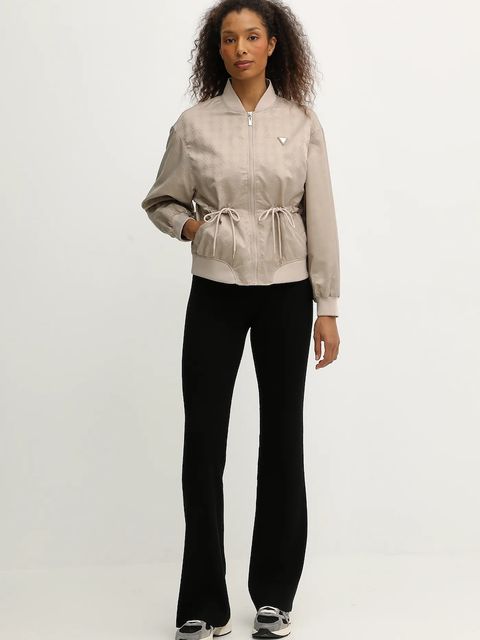 Guess kurtka bomber AOP kolor beżowy przejściowa oversize V5YL11 WHFU0