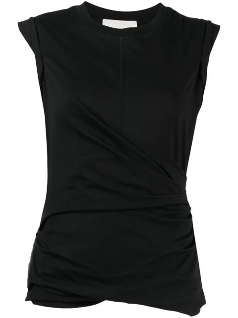 3.1 Phillip Lim draped-detail cotton tank top - Black - zdjęcie produktu nr 1
